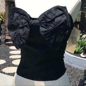 Vintage 80s Black Taffeta Strapless Bodice Top